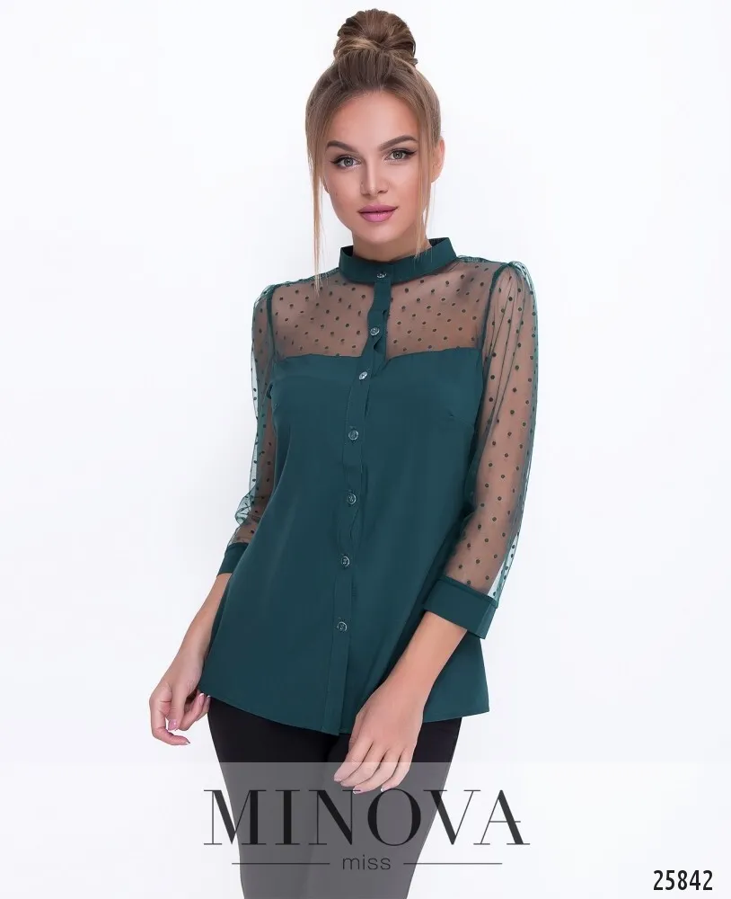 Блуза 1095-темно-зеленый Minova