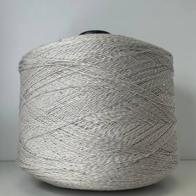 LINETTE PAILLETERS - 80% лен, 20% п/а, микропайетки 2мм - серебро,цвет: гипсовый; 450м\100гр