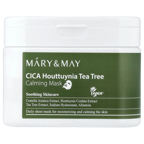 Mary & May, CICA Houttuynia Tea Tree Calming Beauty Mask, 30 шт., 400 г (14,1 унции)