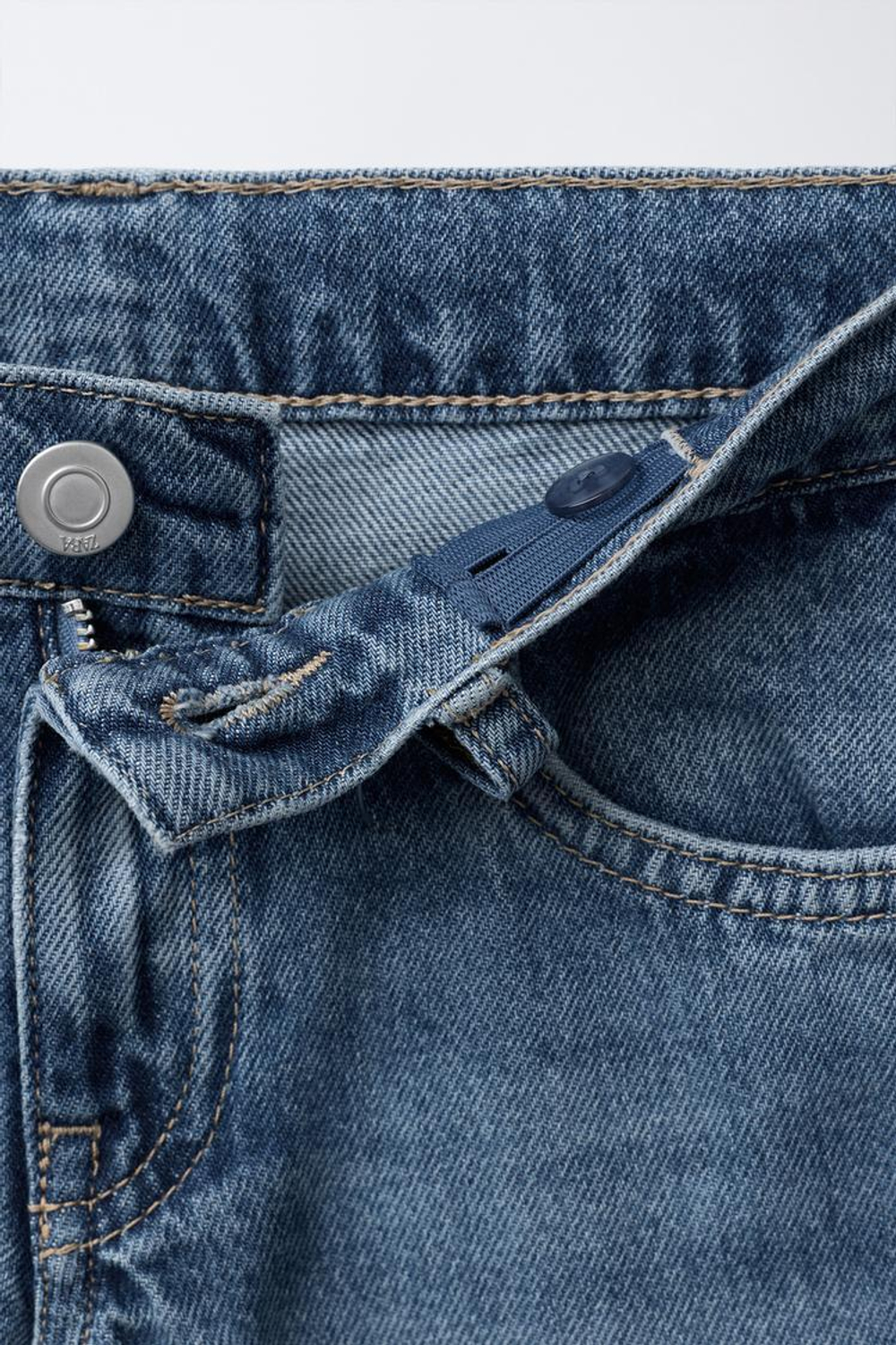 ZARA ДЖИНСЫ WIDE LEG С НАШИВКАМИ, СИНИЙ