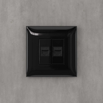 Компьютерная розетка RJ-45 без шторки в стену, кат.5е двойная, "Avanti", "Черный квадрат"