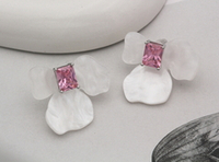 SALE Серьги-гвоздики "Орхидея-Pink" 26,7мм (не зеркальные)