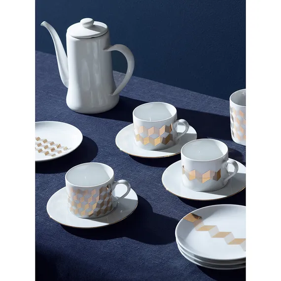 Набор из 4 блюдец Signature Chevron, Ø16 см, золото