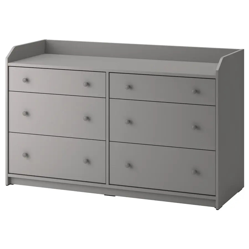 Комод с 6 ящиками - IKEA HAUGA, 138x84 см, серый ХАУГА ИКЕА