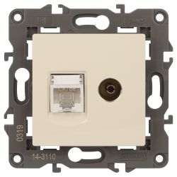 14-3110-02 ЭРА Розетка RJ45+TV, IP20, сл.кость