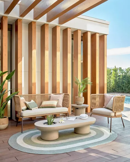 Журнальный столик-скамья с кашпо Taimi, серый бетон