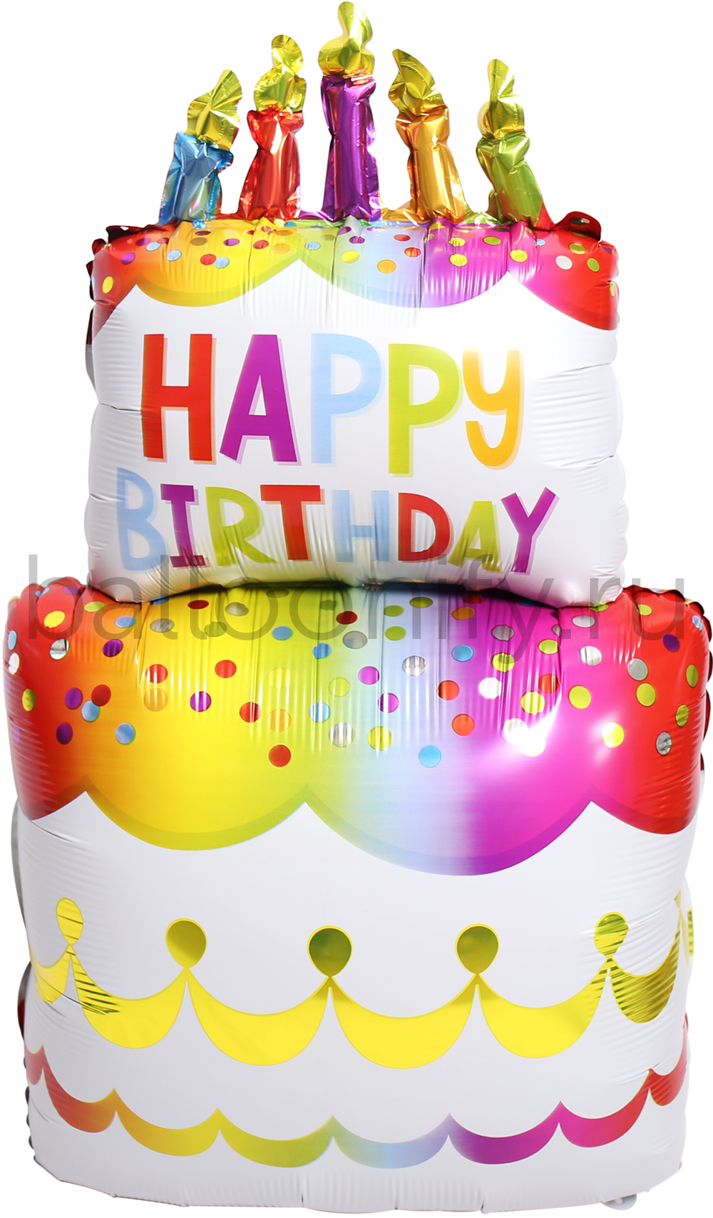 Шар (38''/97 см) Фигура, Торт на День Рождения (разноцветное конфетти), 1 шт.