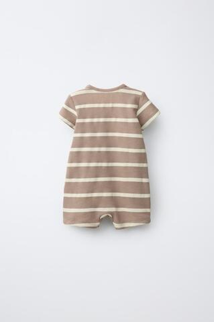 ZARA КОРОТКИЙ КОМБИНЕЗОН ИЗ РИФЛЕНОГО ТРИКОТАЖА, КОРИЧНЕВЫЙ