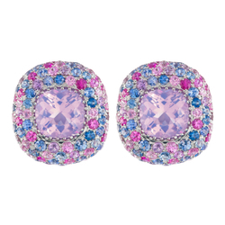 Серьги с Лавандовым Кварцем и Цветными Сапфирами, E0040-4/55