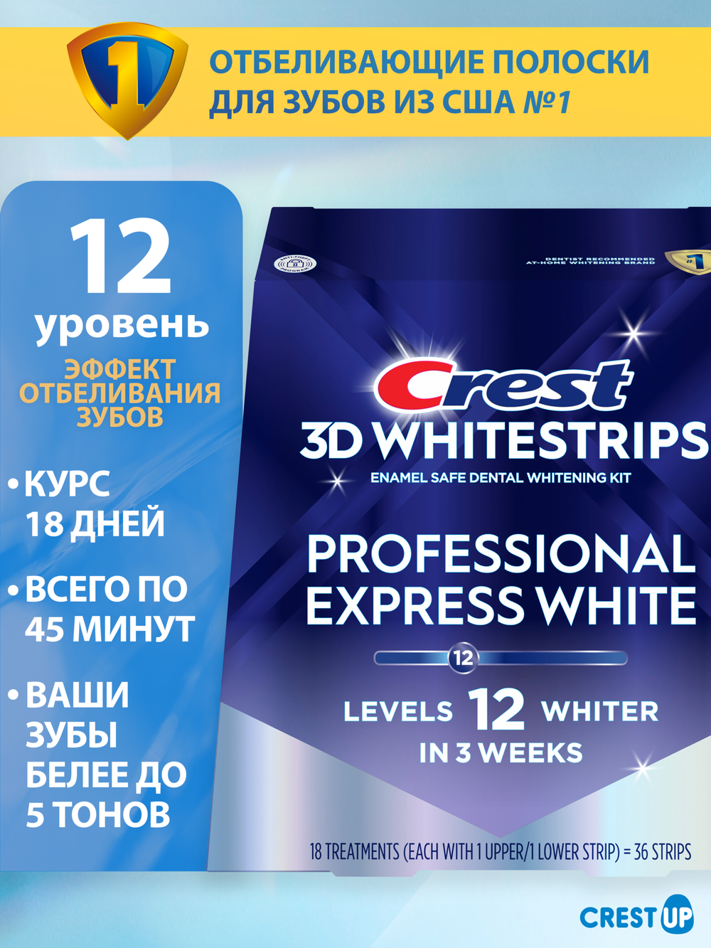 Отбеливающие полоски для зубов Crest 3D Whitestrips Professional Express White