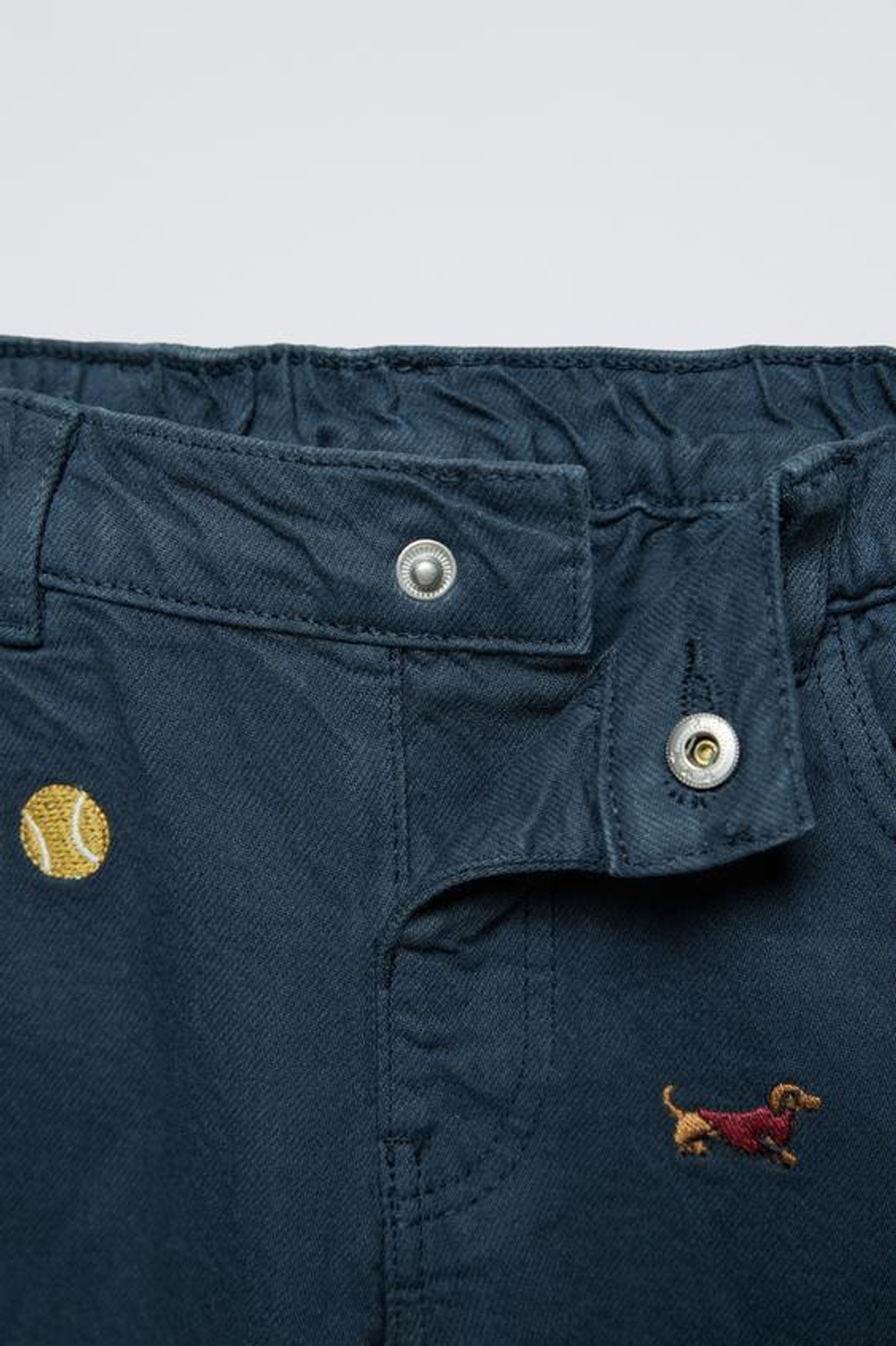 ZARA БРЮКИ STRAIGHT ИЗ ТВИЛА С ВЫШИВКОЙ, СИНИЙ/ИНДИГО