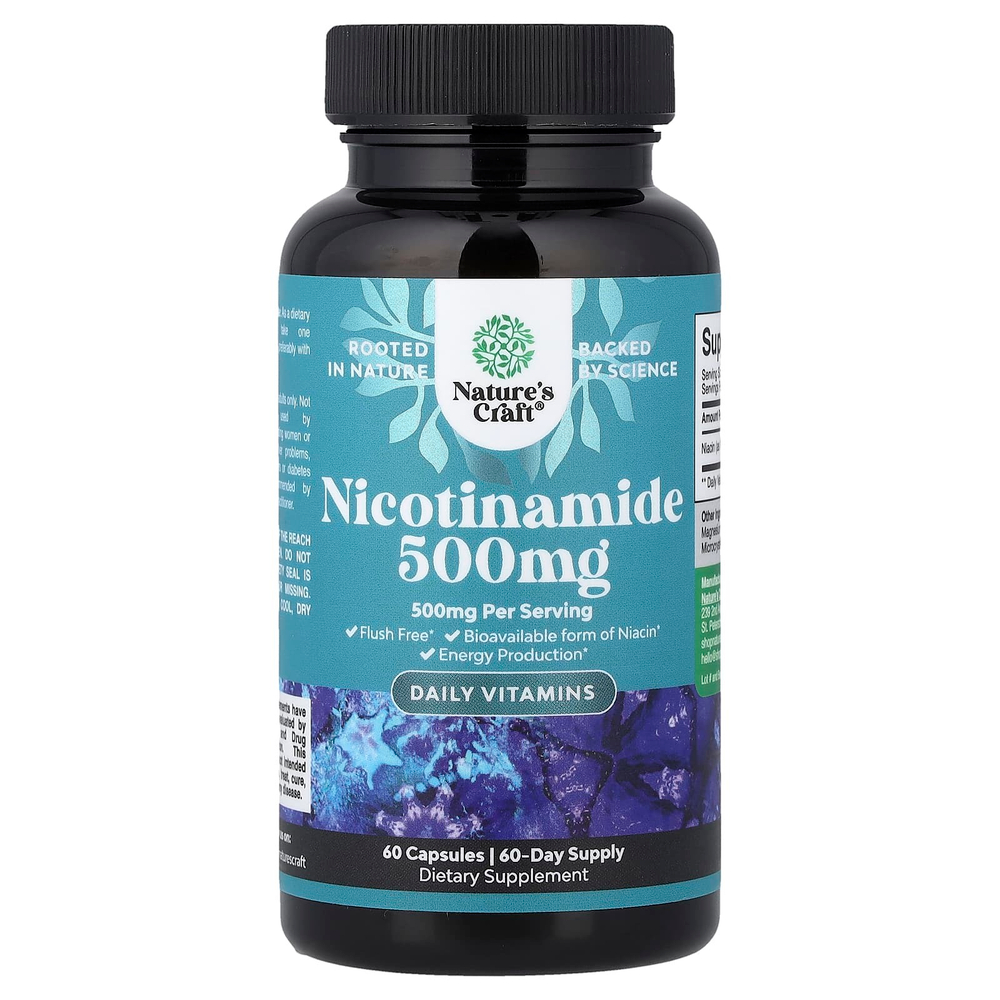 Nature's Craft, Никотинамид, 500 мг, 60 капсул