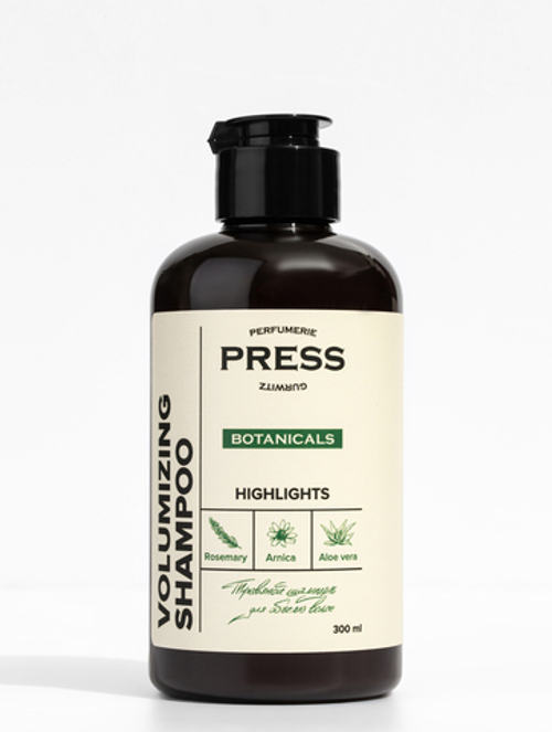 PRESS GURWITZ BOTANICALS Шампунь для объема волос с ароматом черной смородины и мяты для истонченных волос натуральный, бессульфатный 300 мл