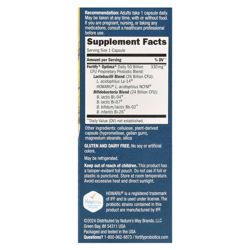 Nature's Way, Optima® Probiotic, Fortify®, 30 капсул с отсроченным высвобождением