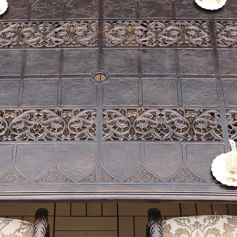 Обеденный комплект из литого алюминия Сандаловое дерево(210х110)