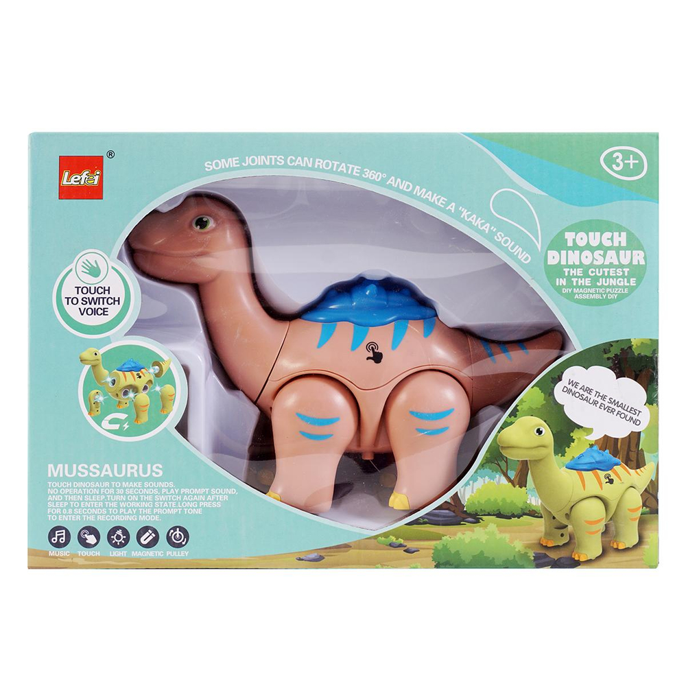Конструктор магнитный Динозавр на бат. (свет, звук), коробка 6605