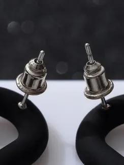 Серьги металл "Цепь" кольца, 3 звена, цвет серебристо-чёрный