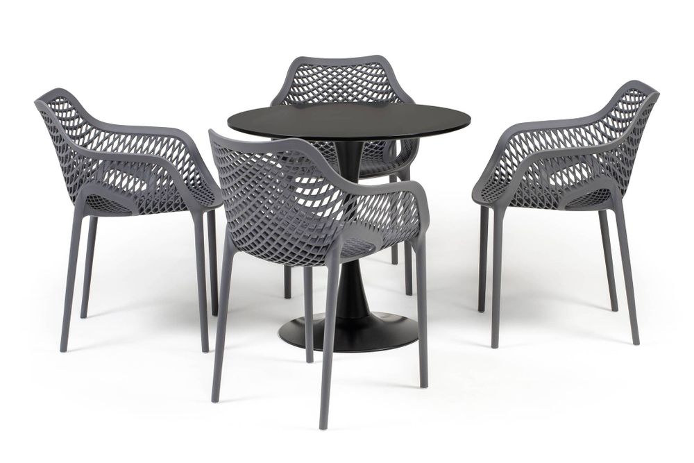 "Беллини" обеденная группа на 4 персоны, цвет темно-серый