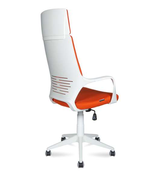 Кресло офисное Норден / Айкью / IQ / белый пластик / оранжевая ткань