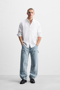 ZARA ДЖИНСЫ CARPENTER С КАРМАНАМИ, ГОЛУБОЙ