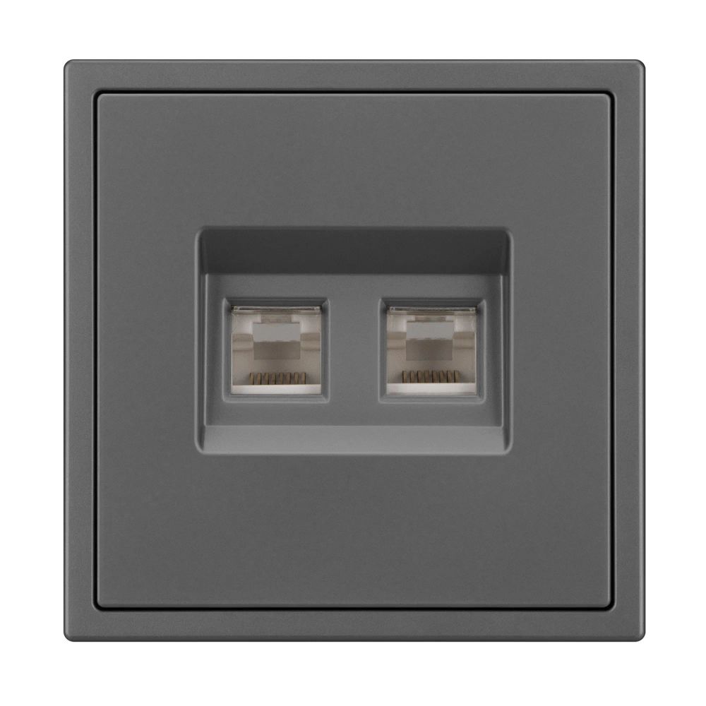 Механизм сдвоенной телефонной розетки SCT-NOBE-MTL2-SFPL-GR (RJ-11, 4C) (Arlight, Серый базальт) 054311