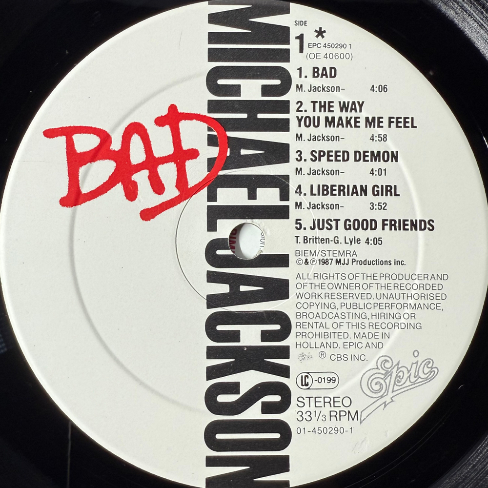 Виниловая пластинка Michael Jackson - Bad LP