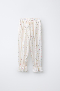 ZARA БРЮКИ-АЛАДДИНЫ SCHIFFLY С КРУЖЕВОМ, ЭКРЮ