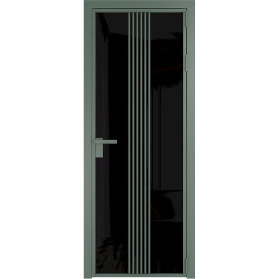 Алюминиевая дверь 18AG зелёный воск стекло чёрный триплекс