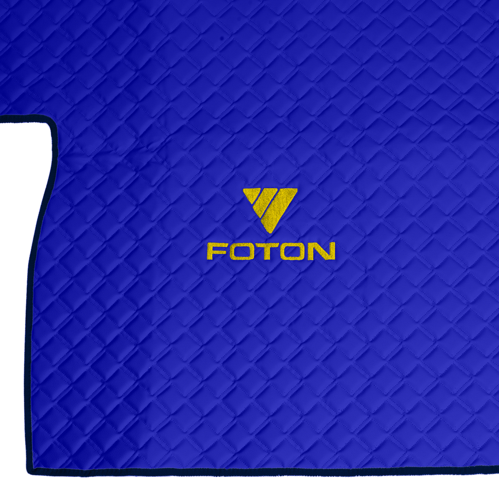 Ковры Foton Auman (экокожа, синий, синий кант, желтая вышивка)