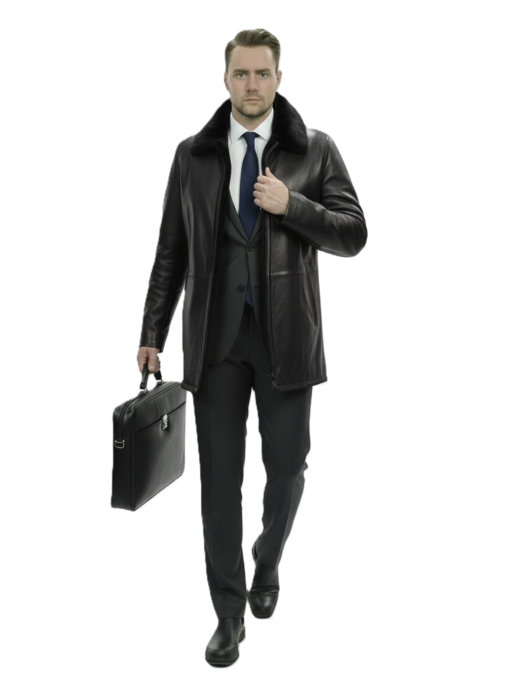 KHIMEONE Мужская кожаная куртка на меху (натуральная кожа/натуральный мех)