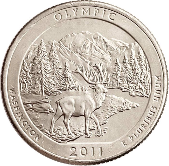25 центов (1/4 доллара, квотер) 2011 США «Национальный парк Олимпик» (P) (8-й парк)