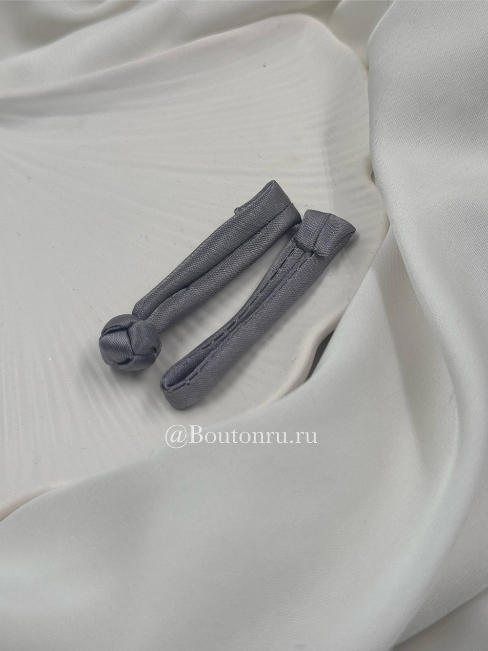 Застежка клевант узел серая (китайская пуговица)