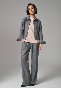 Брюки с поясом на резинке серые