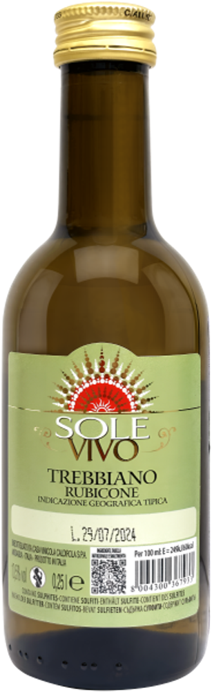 Вино Соле Виво Треббьяно Рубиконе сух бел 0,25 10,5%  Калдирола Италия