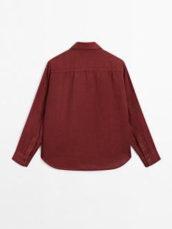 Massimo Dutti Рубашка из струящегося 100% льна, темно-розовый