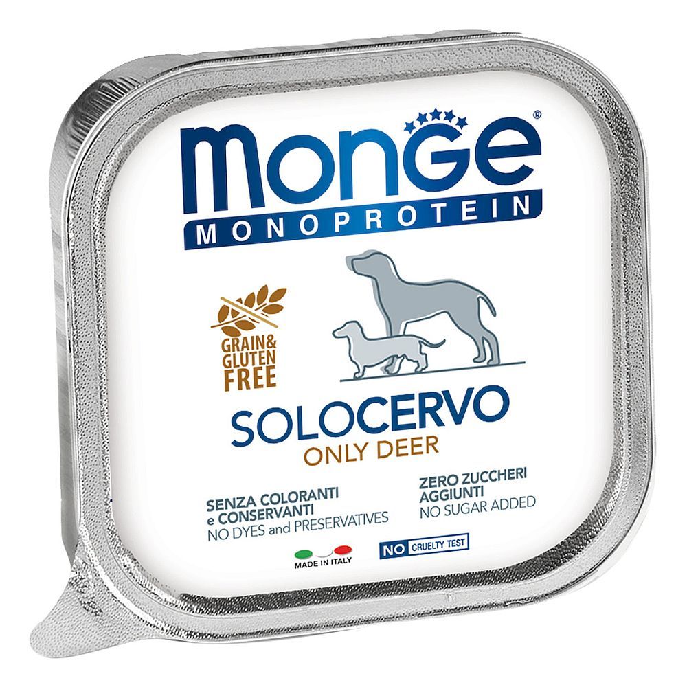Monge Dog 150г. Monoproteico Solo консервы для собак паштет из оленины Monge Dog 150г. Monoproteico Solo консервы для собак паштет из оленины