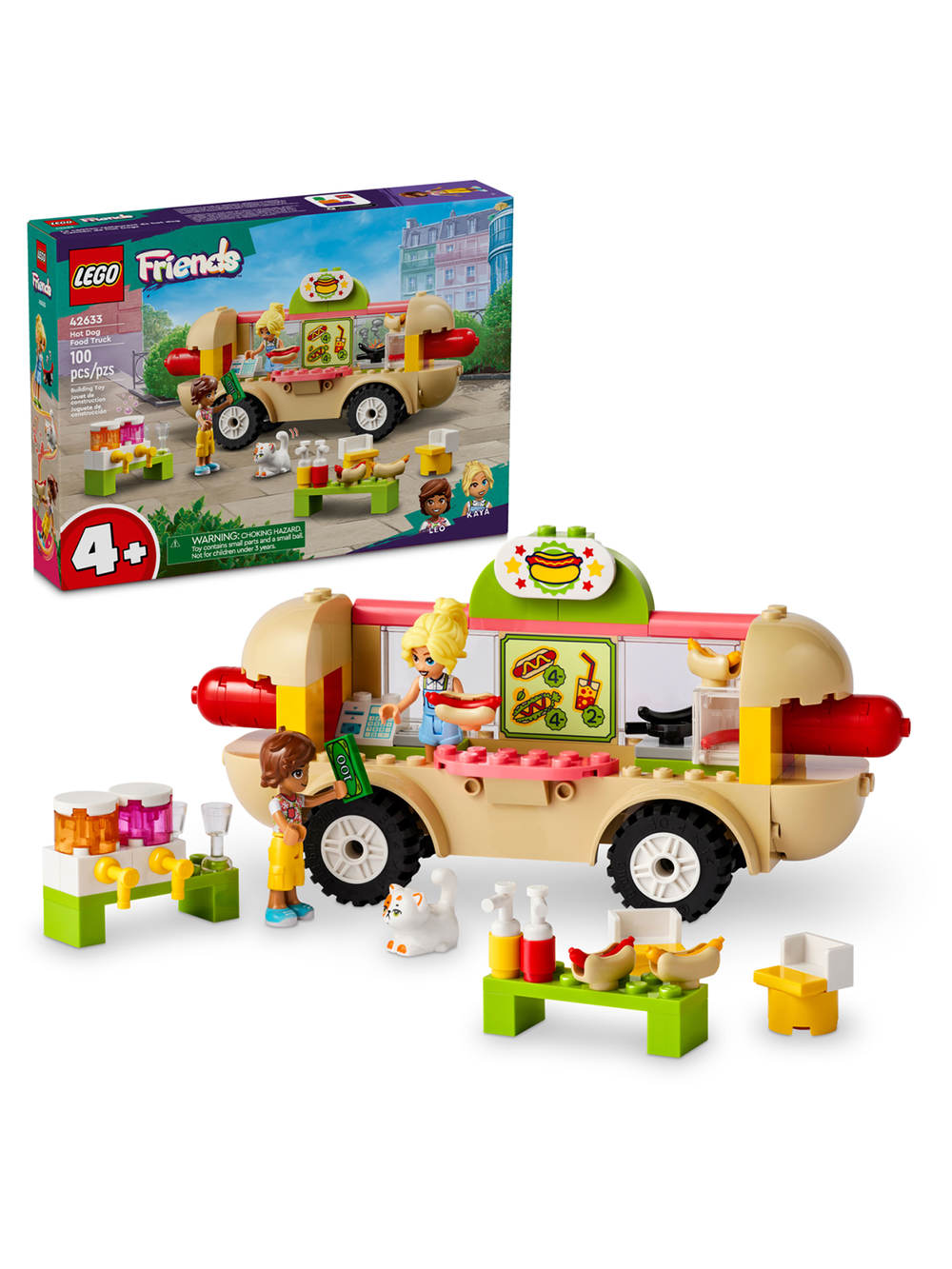 Конструктор LEGO Friends 42633 Фургон хот-дог, мобильная закусочная на колесах с минифигурками, оригинальный ЛЕГО Френдс 6+