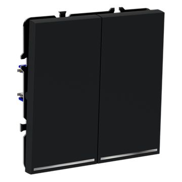 Выключатель встраиваемый VOLTUM S70 двухклавишный с подсветкой 10А, (графит)