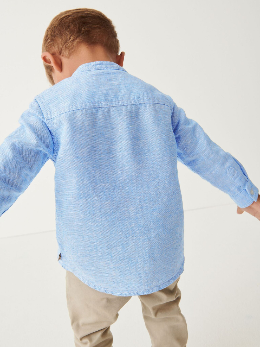 Рубашка льняная для мальчика Next U72-310, Голубой