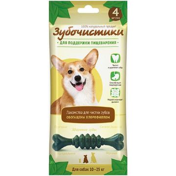 Зубочистики для собак средних пород весом 10-25 кг для поддержки пищеварения с ХЛОРОФИЛЛОМ, 70 гр