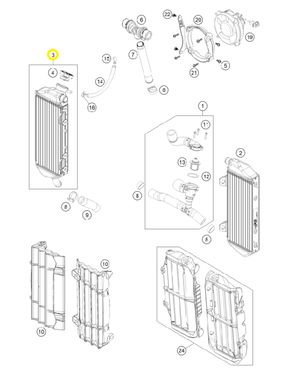 Радиатор KTM, HQV, GASGAS правый
