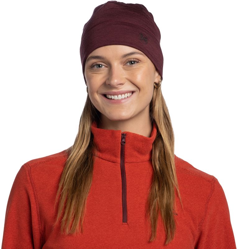Шапка шерстяная Buff Merino Lightweight Solid Garnet Фото 3