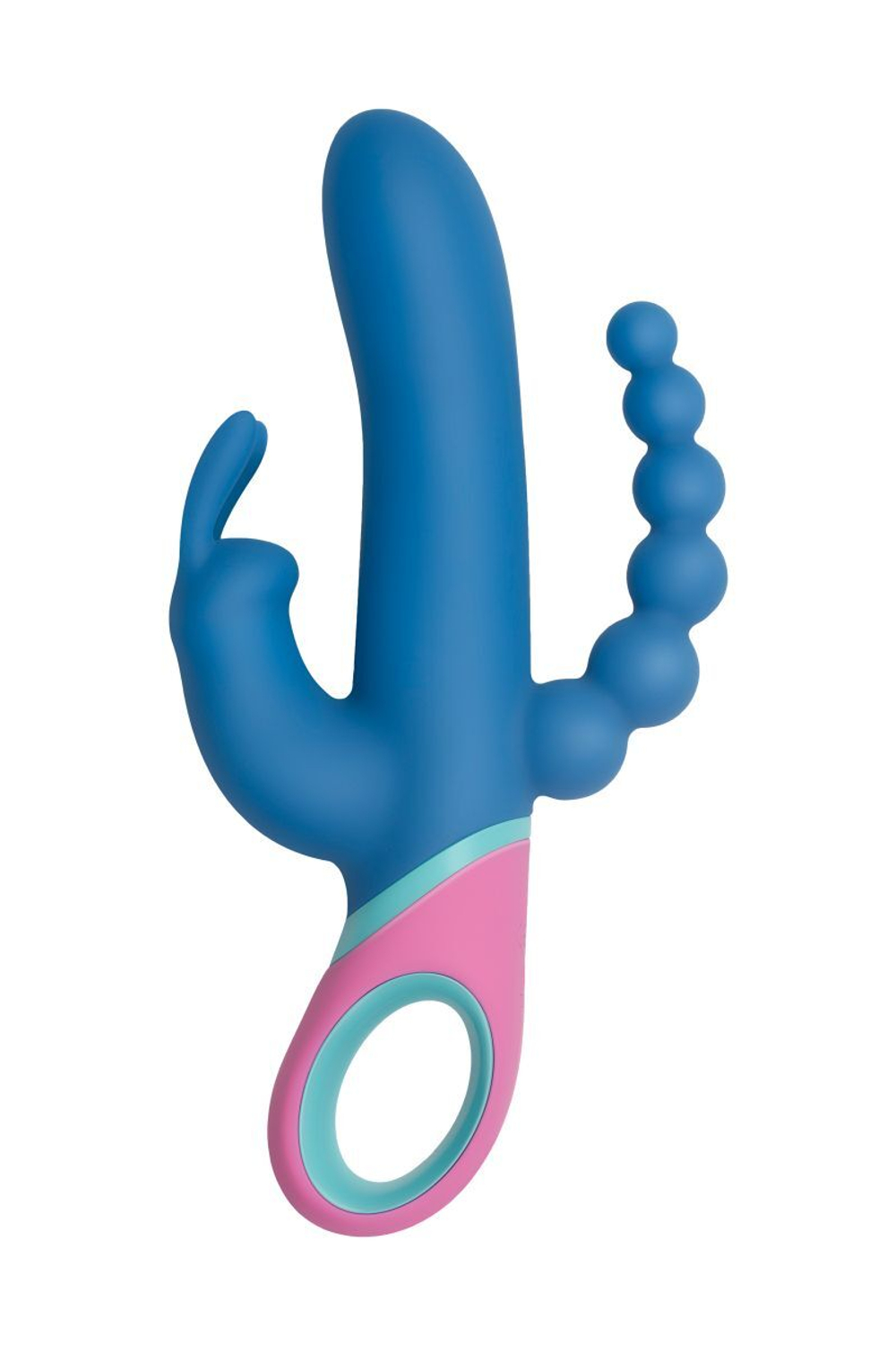 Синий вибратор Vice с 2 дополнительными отростками - 23 см. (Цвет: синий)