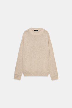 ZARA СВИТЕР КРУПНОЙ ВЯЗКИ, БЕЖЕВЫЙ