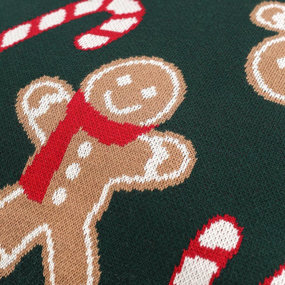Подушка вязаная с новогодним рисунком gingerman из коллекции new year essential, 45x45 см
