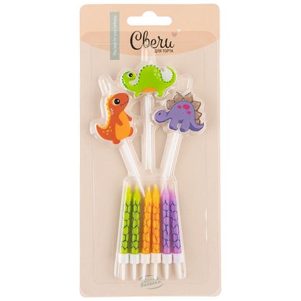 Свечи-фигуры и пики "Динозавры" 3+6 шт