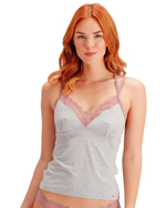 Топ из вискозы с кружевом (Размер: XS) (Цвет: серый меланж)