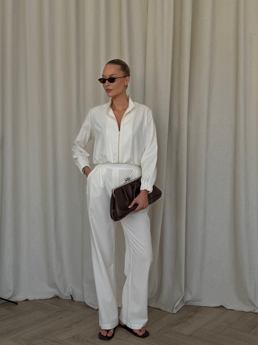 Бомбер LINEN beige