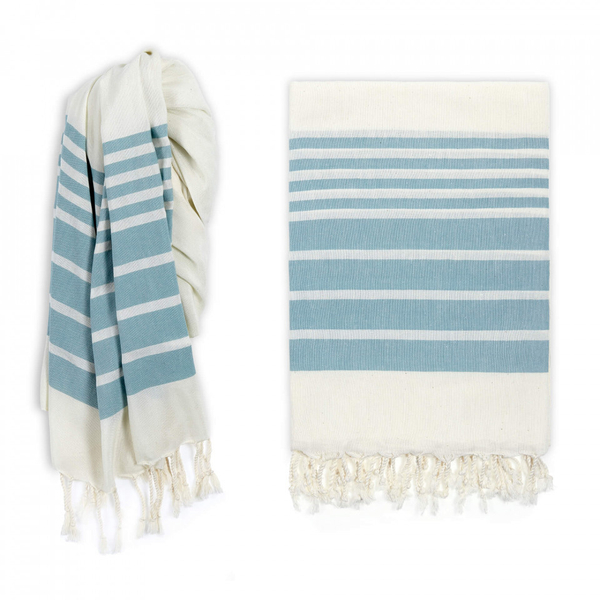 Пештемаль 90x180 Hamam Fula natura/agua натуральный/бирюза