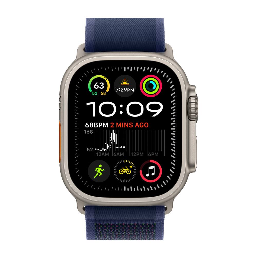 Apple Watch Ultra 2 (2024) 49mm Natural Titanium Case with Blue Trail Loop (M/L)